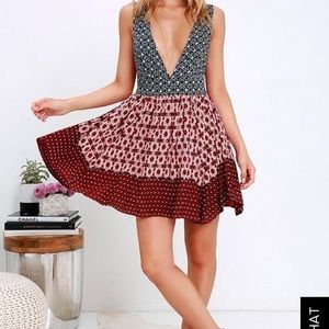 LuLu’s La Vie En Roses Navy Blue Red Floral Dress